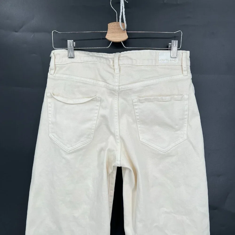 OUTLAND denim high rise waist Sienna button fly wide leg ankle jeans cream 29
